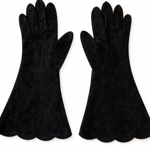 🖤 Vintage Juliette Black Suede Opera Gloves 6.5 Evening Formal